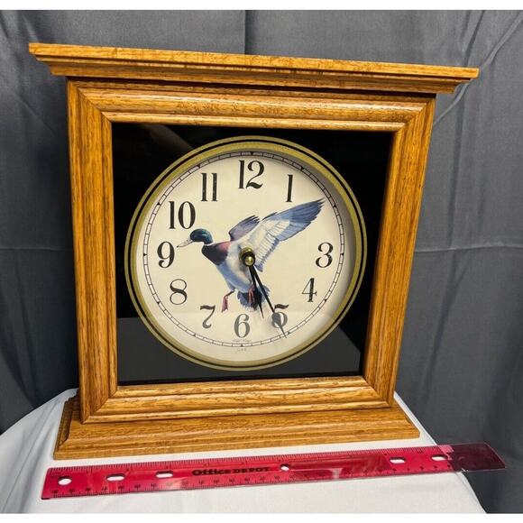 Wild Wings Wall Clock (Made in USA) Wooden Mantle Clock - Picture 1 of 6